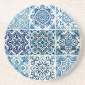 Mediterrane Tegels, Portugees, Azulejo, Majolica Zandsteen Onderzetter (Voorkant)