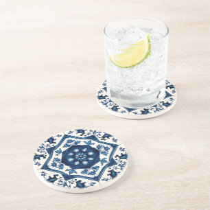 Mediterrane Tegels, Portugees, Azulejo, Majolica Zandsteen Onderzetter