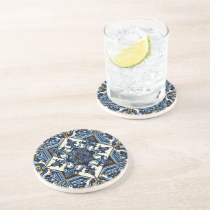Mediterrane Tegels, Portugees, Azulejo, Majolica Zandsteen Onderzetter