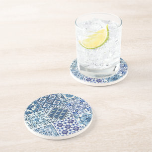 Mediterrane Tegels, Portugees, Azulejo, Majolica Zandsteen Onderzetter