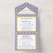 Mediterrane Tegels Portugees Rustiek Bruiloft All In One Uitnodiging (Binnen)