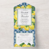 Mediterrane Tile Rustic Lemon Orchard Wedding All In One Uitnodiging (Binnen)