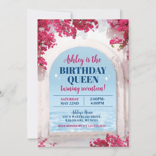 Mediterrane verjaardagsuitnodiging, Griekenland Ui Kaart (Voorkant)