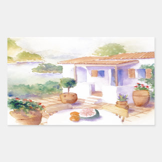 Mediterrane villa Rechthoek sticker
