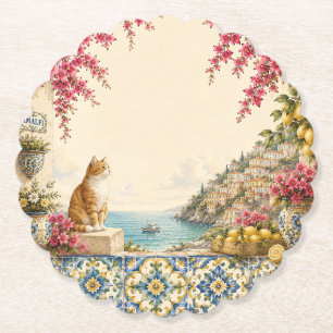 Mediterrane Vlucht Kat Kustfeestdecoratie Kartonnen Onderzetters