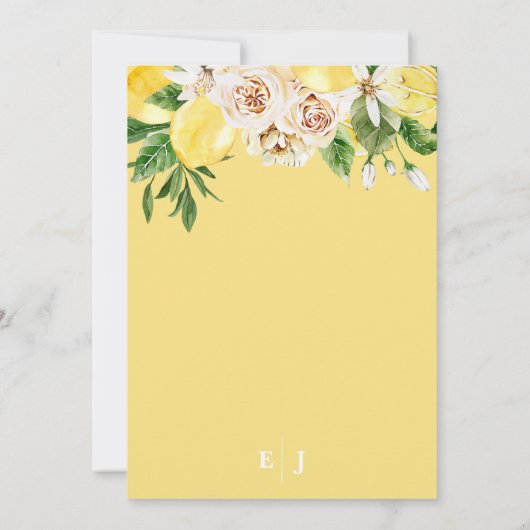 Mediterrane zomer citroen felgele bruiloft kaart (Achterkant)