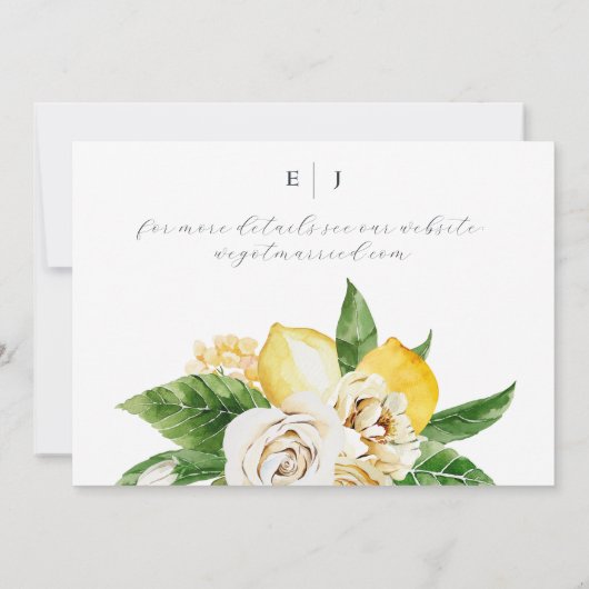 Mediterrane zomer citroenblauw bruiloft kaart (Achterkant)