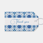 Mediterrane zomer modern blauw Bruiloft Cadeaulabel (Voorkant (Horizontaal))