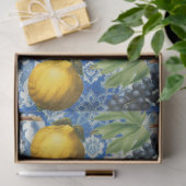 Mediterrane zomerfruit en blauwe witte mozaïek tissuepapier (Geschenk)