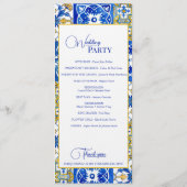 Mediterrane zomermoderne tegel Bruiloft Programma (Achterkant)