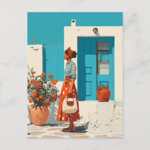 Mediterrane zomerstijl wandeling briefkaart