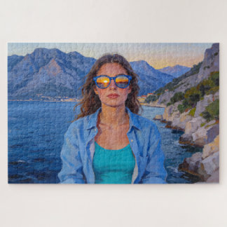 Mediterrane Zonsondergang Reflecties – Moderne Kus Legpuzzel