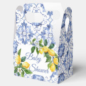 Mediterranean Blue Tegel Lemon Baby shower Bedankdoosjes (Geopend)