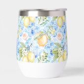 Mediterranean Blue Tile Limoncello Monogram Name (Gauche)
