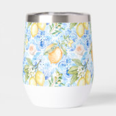 Mediterranean Blue Tile Limoncello Monogram Name (Arrière)