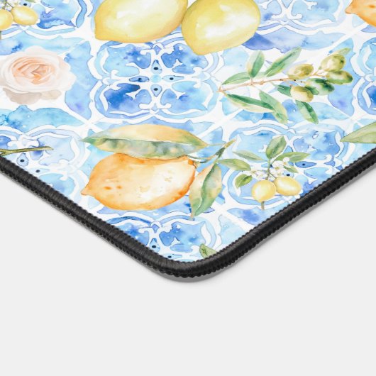 Mediterranean Blue Tile Limoncello Monogram Name (Coin)