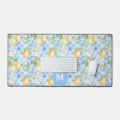 Mediterranean Blue Tile Limoncello Monogram Name (Clavier et souris)