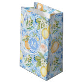 Mediterranean Blue Tile Limoncello Monogram Name Klein Cadeauzakje (Achterkant Gekanteld)