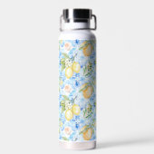 Mediterranean Blue Tile Yellow Lemon Watercolor Waterfles (Achterkant)