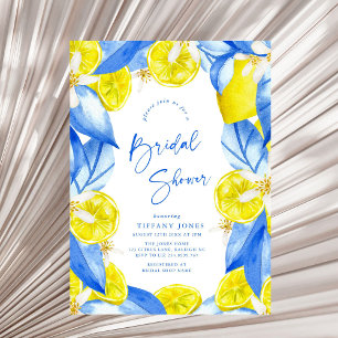 Mediterranean Blue Yellow Lemons Vrijgezellenfeest Kaart