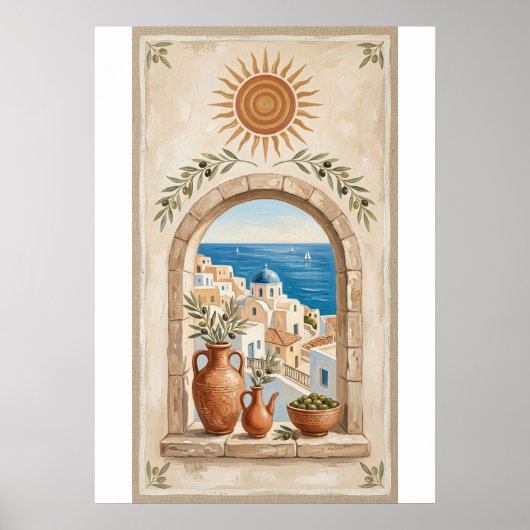 Mediterranean Boho Sun & Sea Poster (Devant)