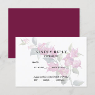 Mediterranean Bougainvillea Pink Burgundy RSVP Inv Kaart