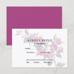 Mediterranean Bougainvillea Roze RSVP-reactie Kaart