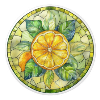 Mediterranean Citrus Stained Glass Keramische Knop