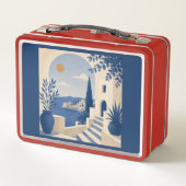 Mediterranean Coastal Arch Navy Blue Lunch Box (Dos)