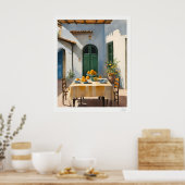 Mediterranean Courtyard Dining Poster (Cuisine)