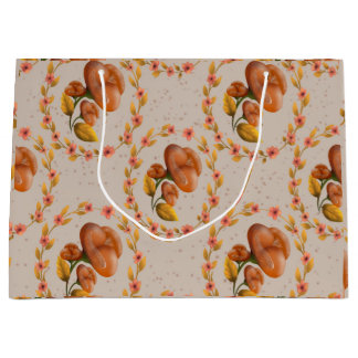 Mediterranean floral wreath pattern warm orange fl groot cadeauzakje