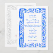 Mediterranean Hand Painted Blue White Wedding Kaart (Voorkant / Achterkant)