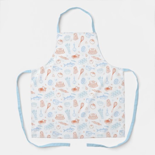 Mediterranean Kitchen Culinary Pattern Chef Apron Schort (Voorkant)