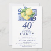 Mediterranean Lemon 40th Birthday Invitation Kaart (Voorkant)