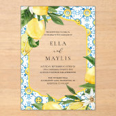 Mediterranean Lemon Acrylic Wedding Invitation (Recto)