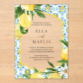 Mediterranean Lemon Acrylic Wedding Invitation Acryl Uitnodigingen (Voorkant)