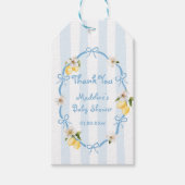 Mediterranean Lemon Blue Bows Baby shower Cadeaulabel (Voorkant)