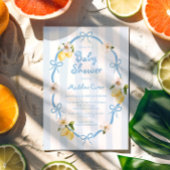 Mediterranean Lemon Blue Bows Baby shower Kaart