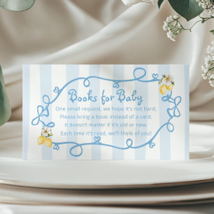 Mediterranean Lemon Blue Bows Boeken voor Baby Informatiekaartje