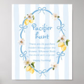Mediterranean Lemon Blue Pacifier Hunt Baby shower Poster (Voorkant)