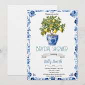 Mediterranean lemon Bridal Shower invitation (Devant / Derrière)