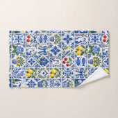 Mediterranean Lemon & Cobalt Blue Tile Garden (Serviette à main)