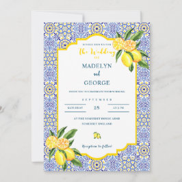 Mediterranean Lemon Tegel bruiloft uitnodiging