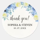 Mediterranean Lemon-Themed Wedding Ronde Sticker (Voorkant)