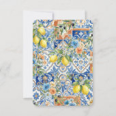 Mediterranean Lemon Tile Blue Floral Citrus Save The Date (Achterkant)