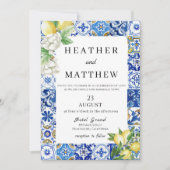 Mediterranean Lemon Wedding Invitation Kaart (Voorkant)