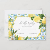 Mediterranean Lemon Wedding RSVP Card (Devant)