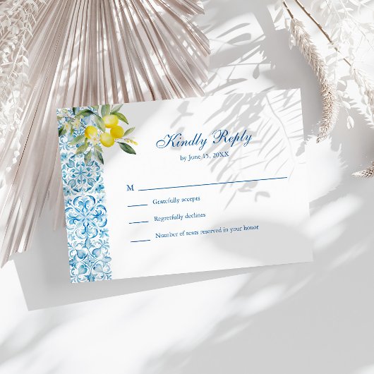Mediterranean Lemon Wedding RSVP Kaartje