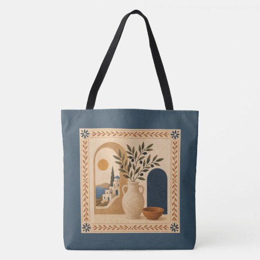 Mediterranean Olive Vase Tote Bag (Devant)