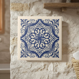 Mediterranean Pattern Pat#4 Blue Ivory ID1195 Tegeltje
